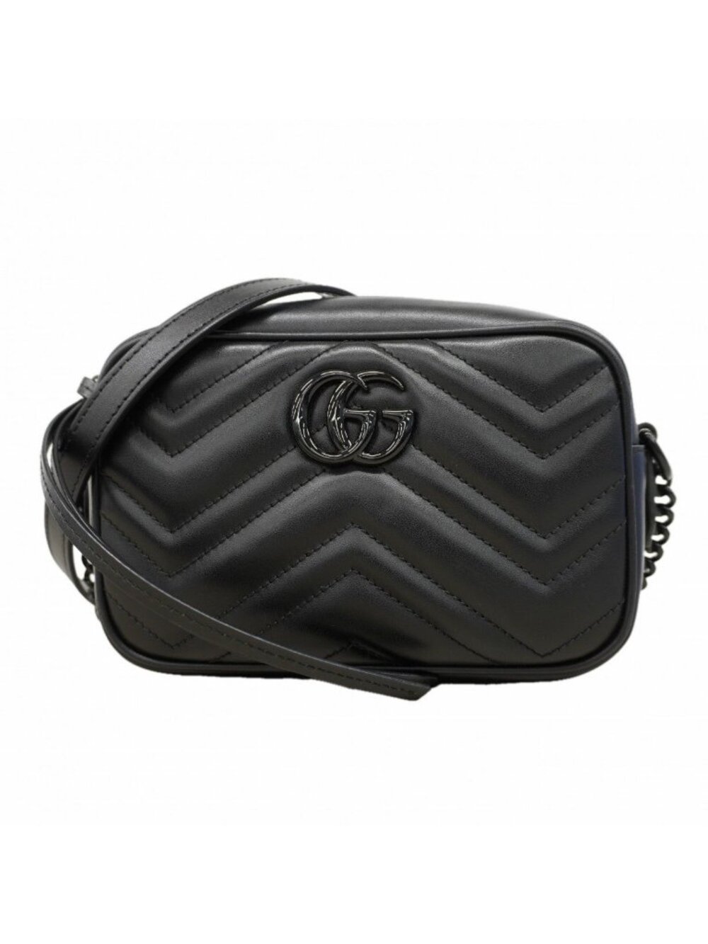 Gucci Shoulder Bag GG Marmont Leather Black Silver